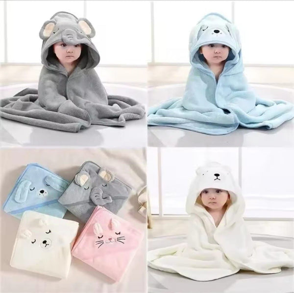 Baby Bath Towel Cloak Cartoon Soft Hooded Spa Robe Baby Bathrobe Flannel