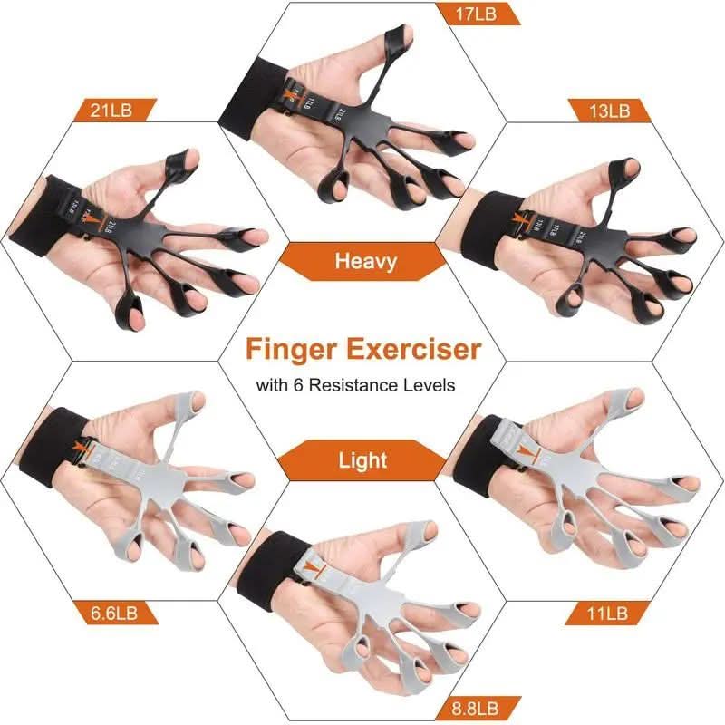 Silicone Gripster Grip Strengthener Finger Stretcher Hand Grip Trainer Gym Fitness Training And Exercise - Asm Veo #